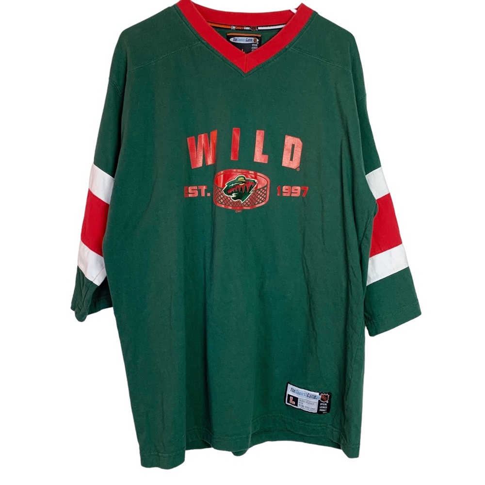 Minnesota Wild Hockey Official Licensed Green 3/4 Sleeves Tee Size L Men